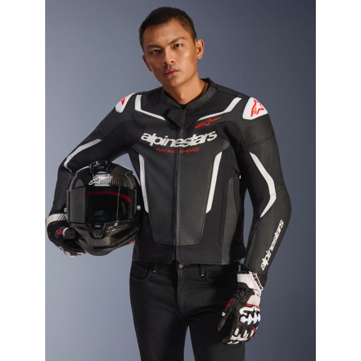 Blouson cuir Alpinestars GP Force V2 - Noir Blanc