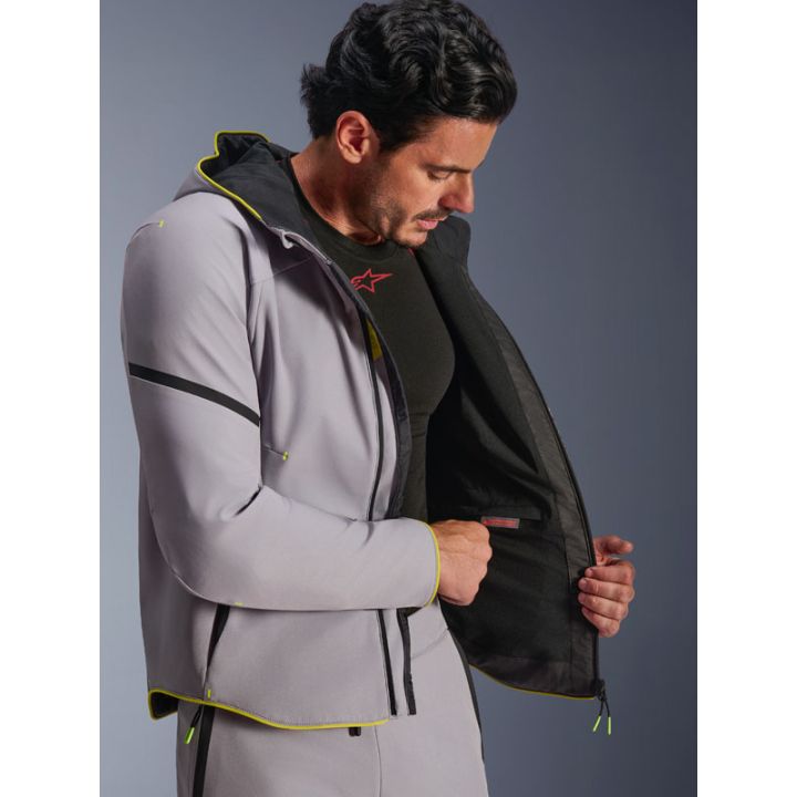 Blouson Alpinestars Aeroshell Waterproof - Gris Jaune Fluo