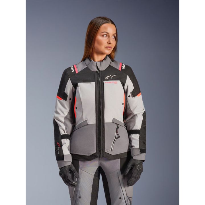 Veste Alpinestars Stella Andes V4 Drystar - Gris Bleu Ice Corail fluo