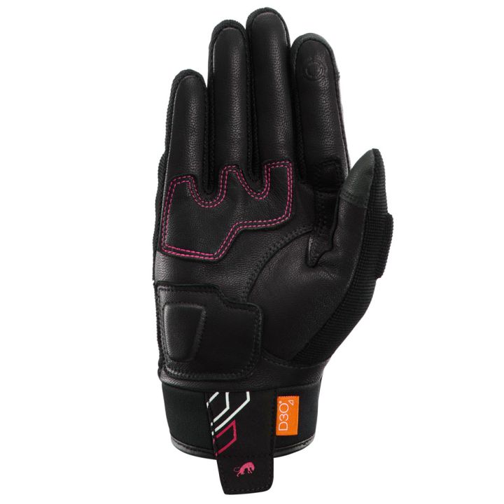Gants femme Furygan JET NEON D3O LADY Noir-Blanc-Rose