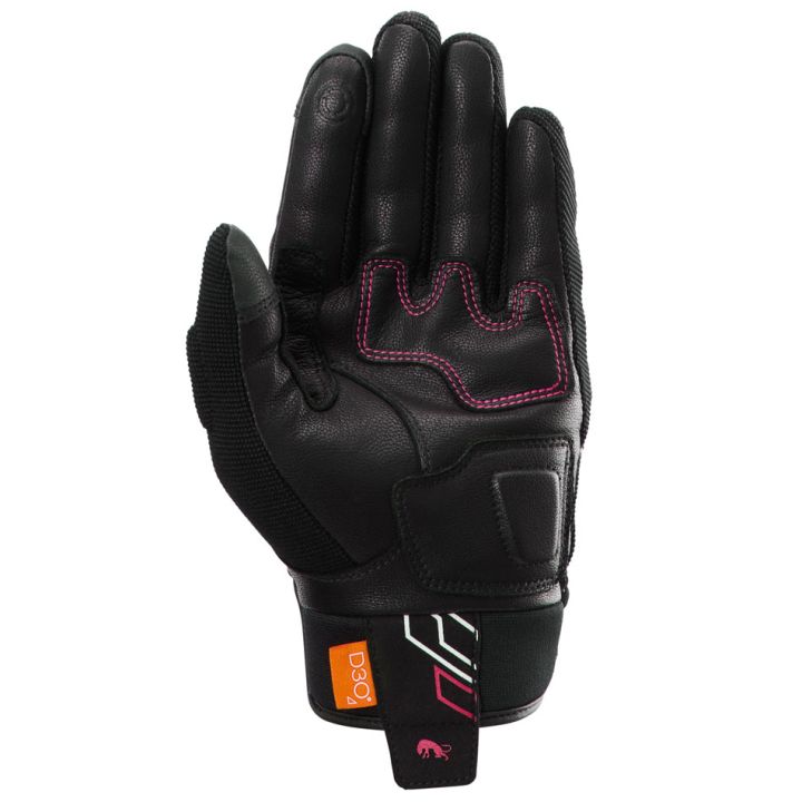 Gants femme Furygan JET NEON D3O LADY Noir-Blanc-Rose