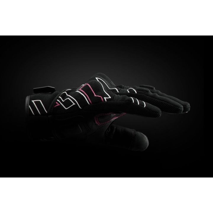 Gants femme Furygan JET NEON D3O LADY Noir-Blanc-Rose