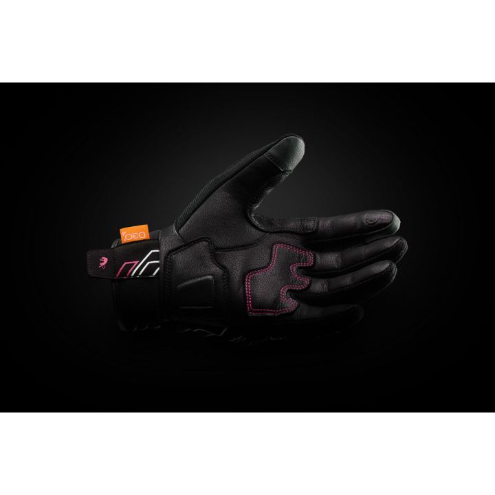 Gants femme Furygan JET NEON D3O LADY Noir-Blanc-Rose
