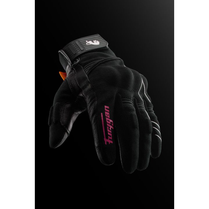 Gants femme Furygan JET NEON D3O LADY Noir-Blanc-Rose