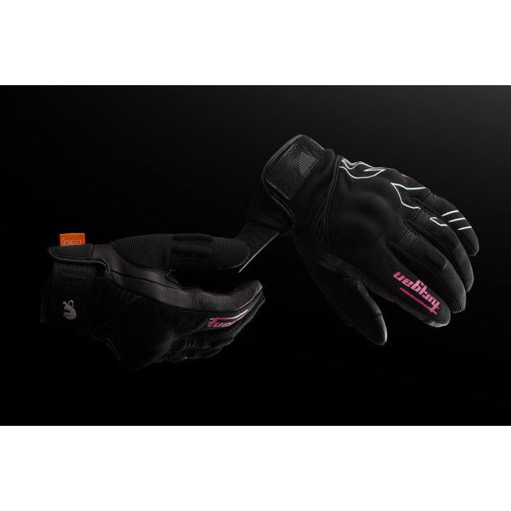 Gants femme Furygan JET NEON D3O LADY Noir-Blanc-Rose