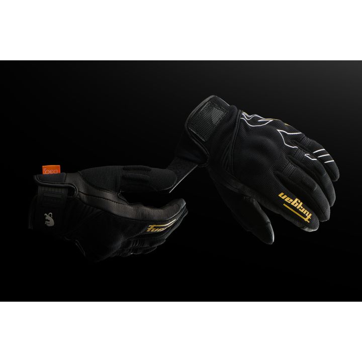 Gants femme Furygan JET NEON D3O LADY Noir-Blanc-Or