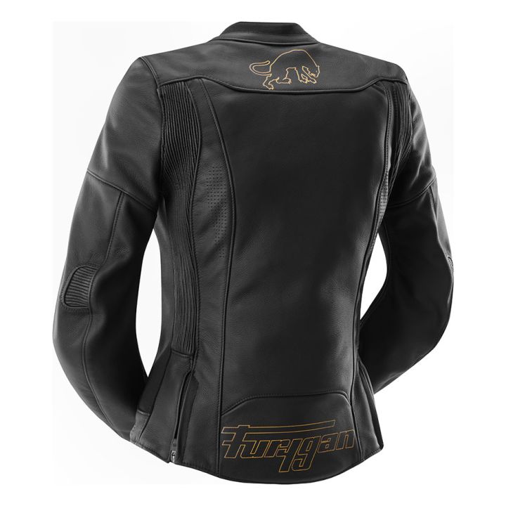 Blouson moto femme cuir Furygan ROMY Noir-Or