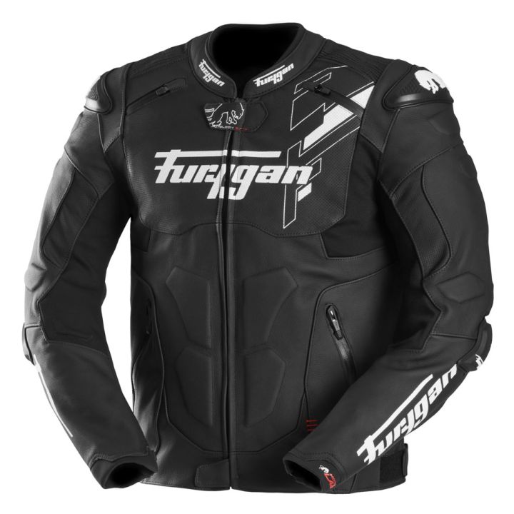 Blouson moto cuir Furygan RAPTOR EVO 3 Noir-Blanc-Blanc