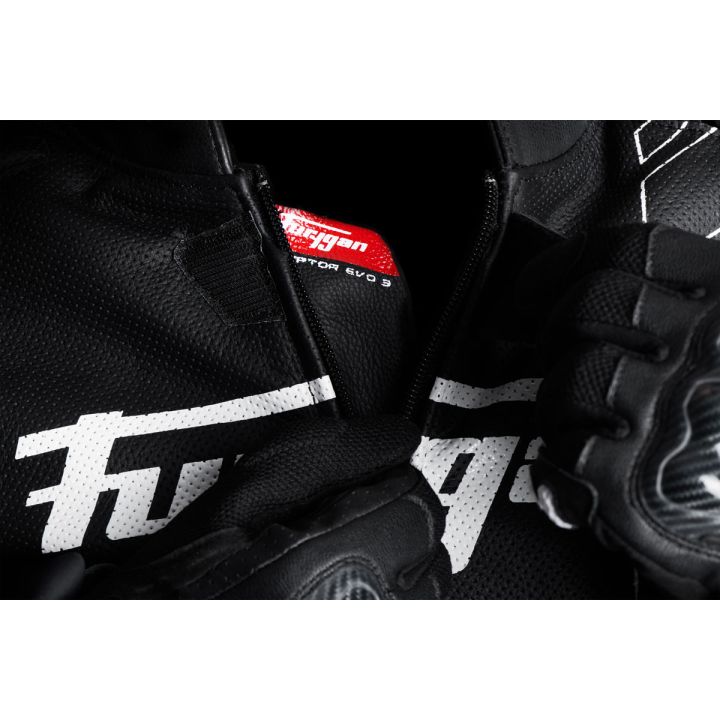 Blouson moto cuir Furygan RAPTOR EVO 3 Noir-Blanc-Blanc