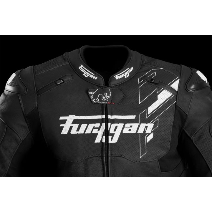 Blouson moto cuir Furygan RAPTOR EVO 3 Noir-Blanc-Blanc