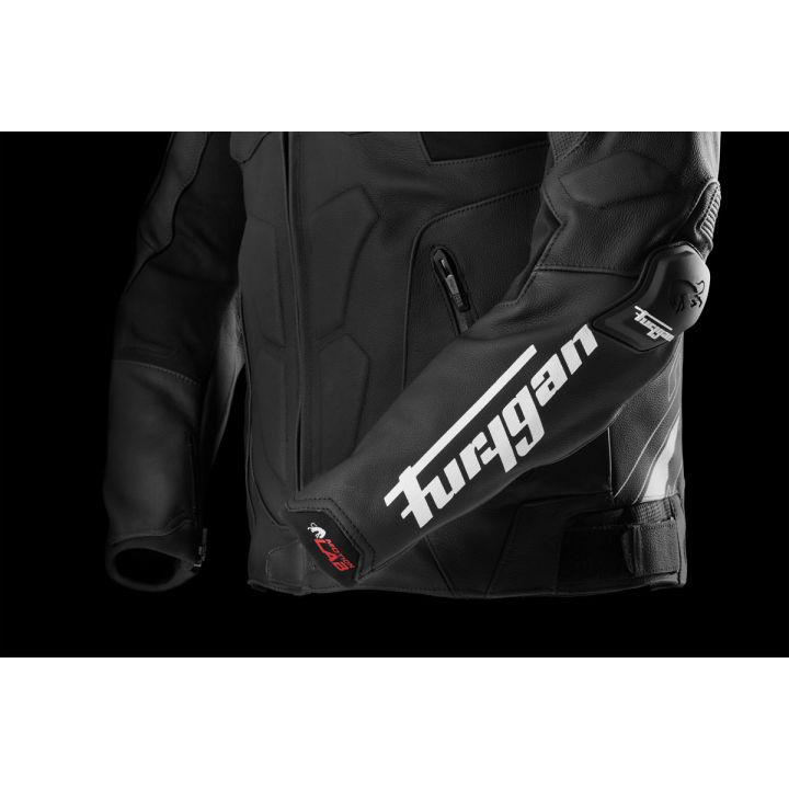 Blouson moto cuir Furygan RAPTOR EVO 3 Noir-Blanc-Blanc
