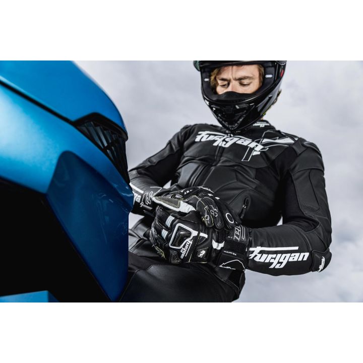 Blouson moto cuir Furygan RAPTOR EVO 3 Noir-Blanc-Blanc