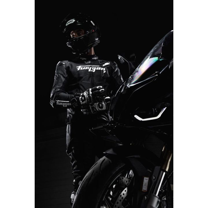 Blouson moto cuir Furygan RAPTOR EVO 3 Noir-Blanc-Blanc