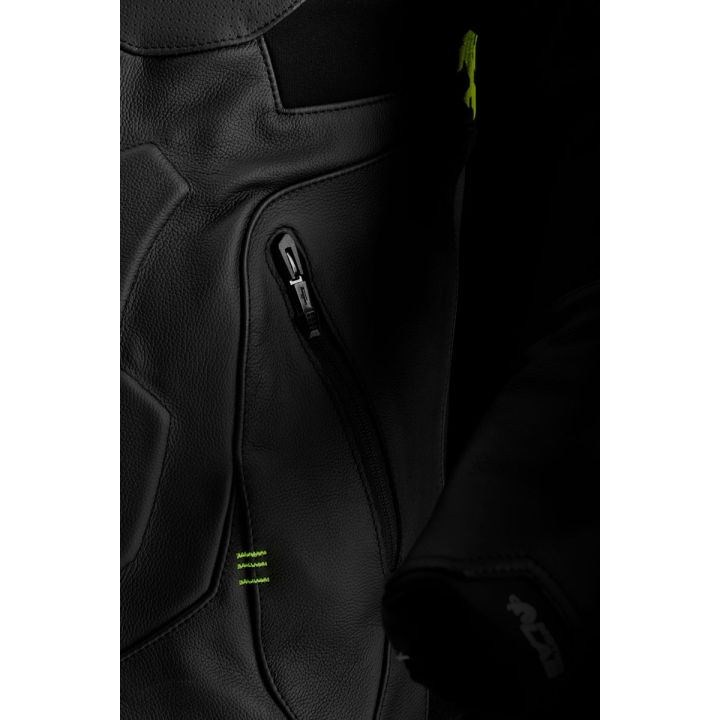 Blouson moto cuir Furygan RAPTOR EVO 3 Noir-Jaune Fluo