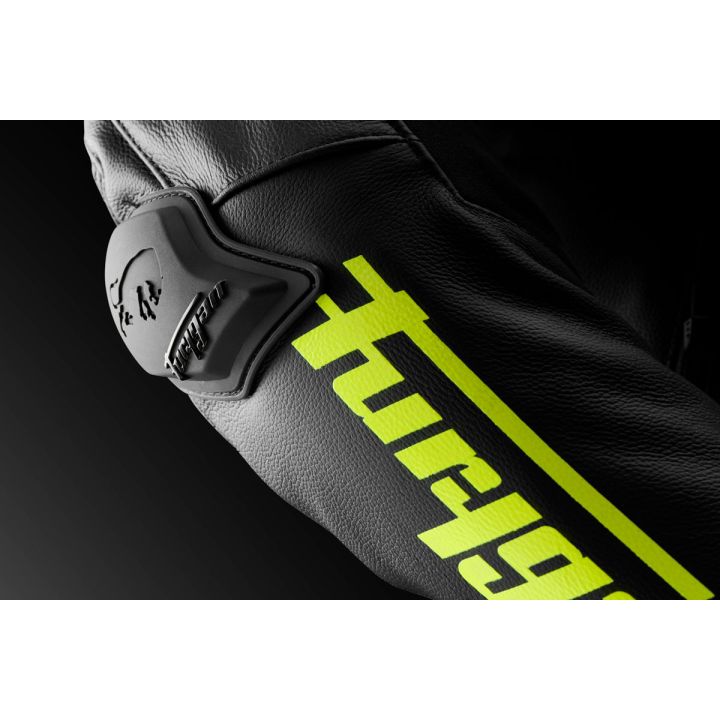 Blouson moto cuir Furygan RAPTOR EVO 3 Noir-Jaune Fluo