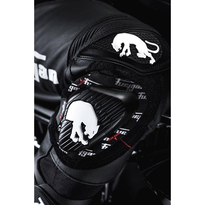 Pantalon moto cuir Furygan DRACK Noir-Blanc-Blanc