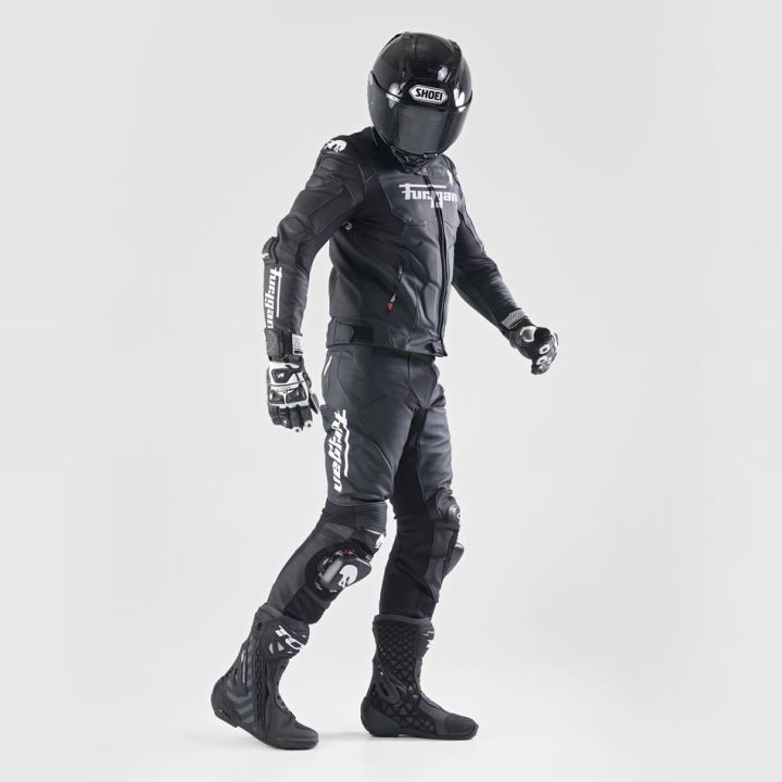 Pantalon moto cuir Furygan DRACK Noir-Blanc-Blanc