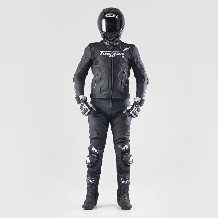 Pantalon moto cuir Furygan DRACK Noir-Blanc-Blanc