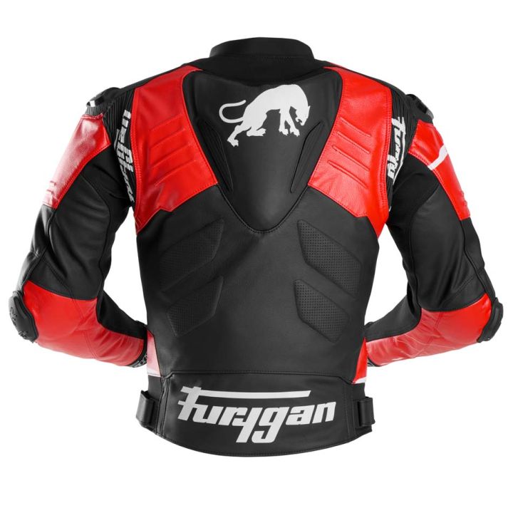 Blouson moto cuir Furygan SIRIUS Noir-Rouge-Blanc