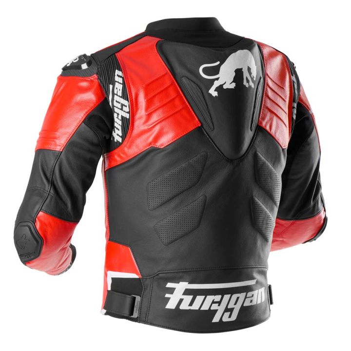 Blouson moto cuir Furygan SIRIUS Noir-Rouge-Blanc