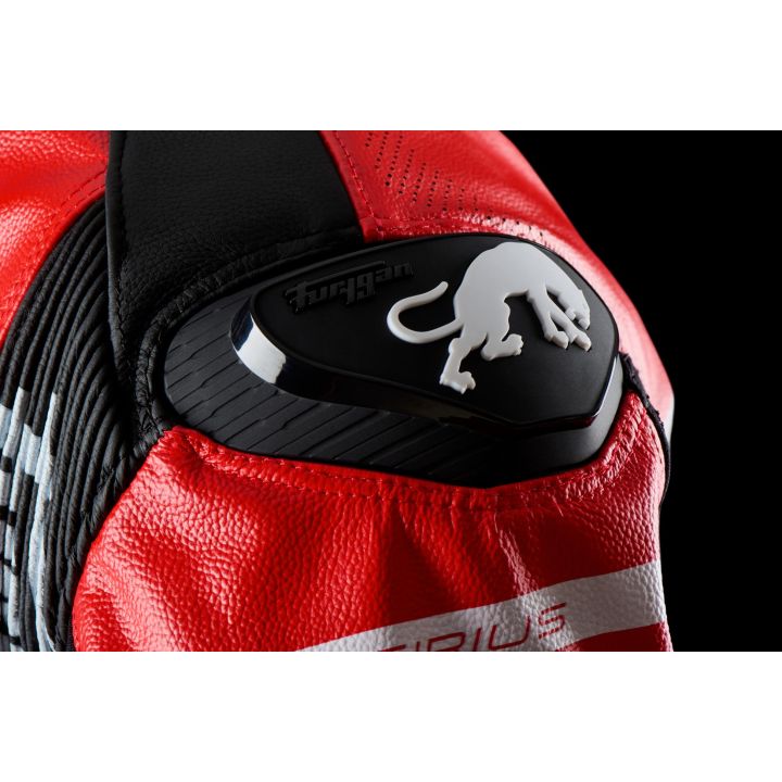 Blouson moto cuir Furygan SIRIUS Noir-Rouge-Blanc