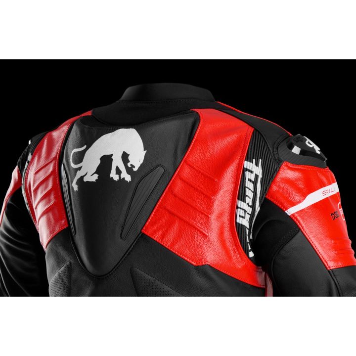 Blouson moto cuir Furygan SIRIUS Noir-Rouge-Blanc