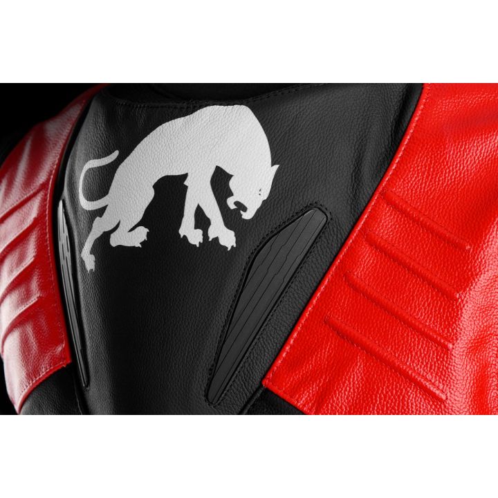 Blouson moto cuir Furygan SIRIUS Noir-Rouge-Blanc