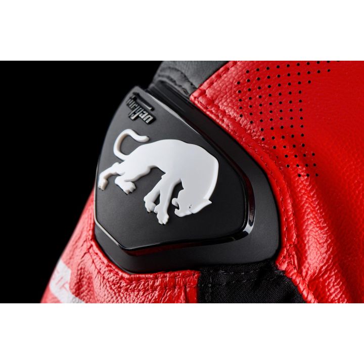 Blouson moto cuir Furygan SIRIUS Noir-Rouge-Blanc