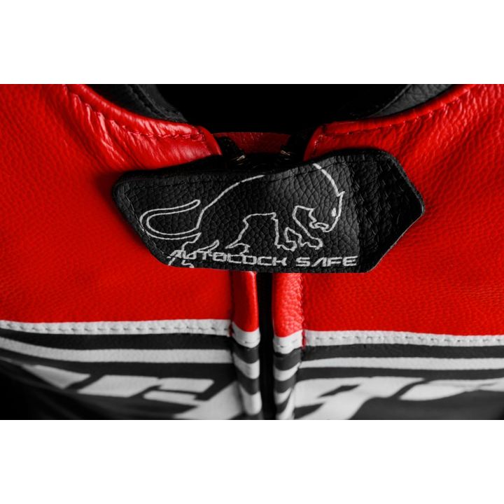 Blouson moto cuir Furygan SIRIUS Noir-Rouge-Blanc