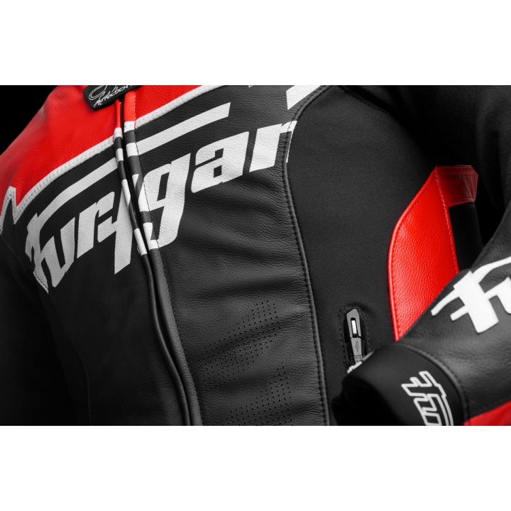 Blouson moto cuir Furygan SIRIUS Noir-Rouge-Blanc