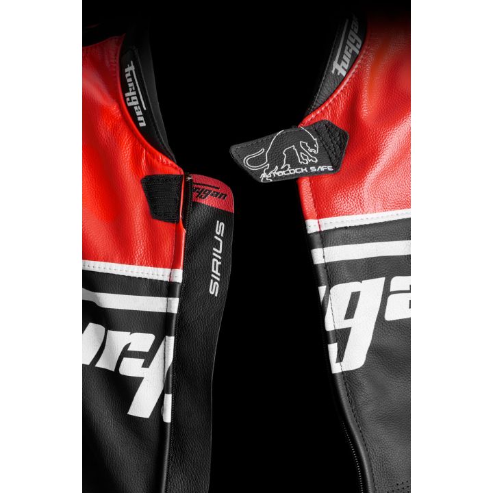 Blouson moto cuir Furygan SIRIUS Noir-Rouge-Blanc