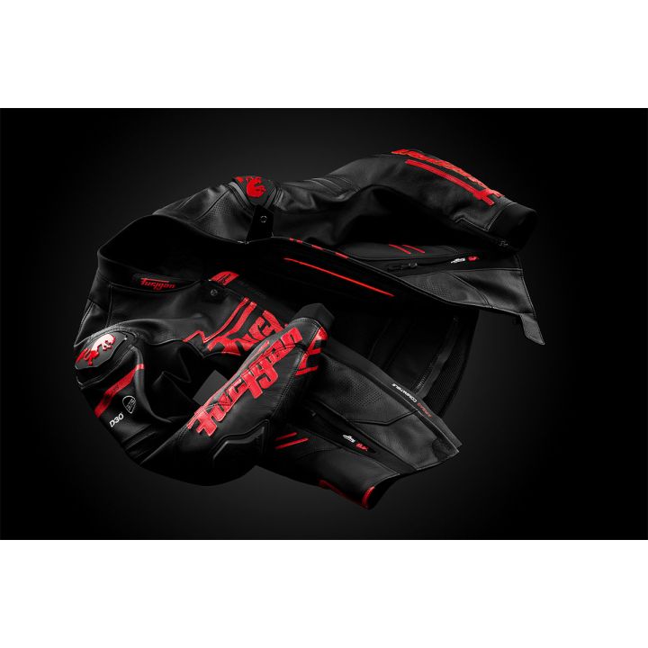 Blouson moto cuir Furygan SIRIUS Noir-Rouge