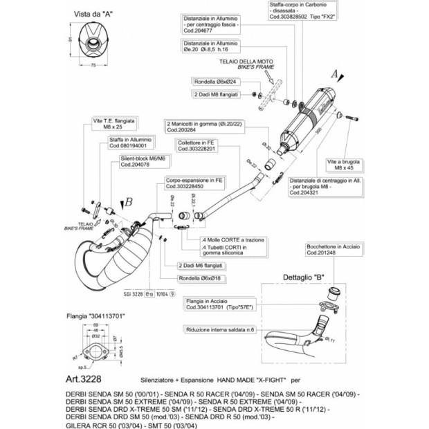 Silencieux LEOVINCE X-FIGHT en inox - DERBI 50 DRD / SENDA / X-TREME / GILERA 50 RCR / SMT