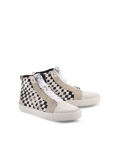 Baskets moto Alpinestars Ride-63 Canvas - Blanc Noir Damier