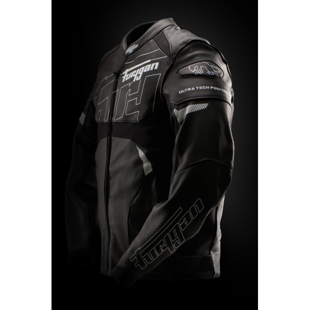Blouson moto cuir Furygan HELIX Noir-Blanc