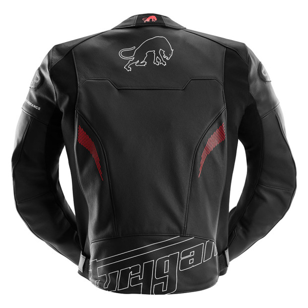 Blouson moto cuir Furygan HELIX Noir-Blanc-Rouge