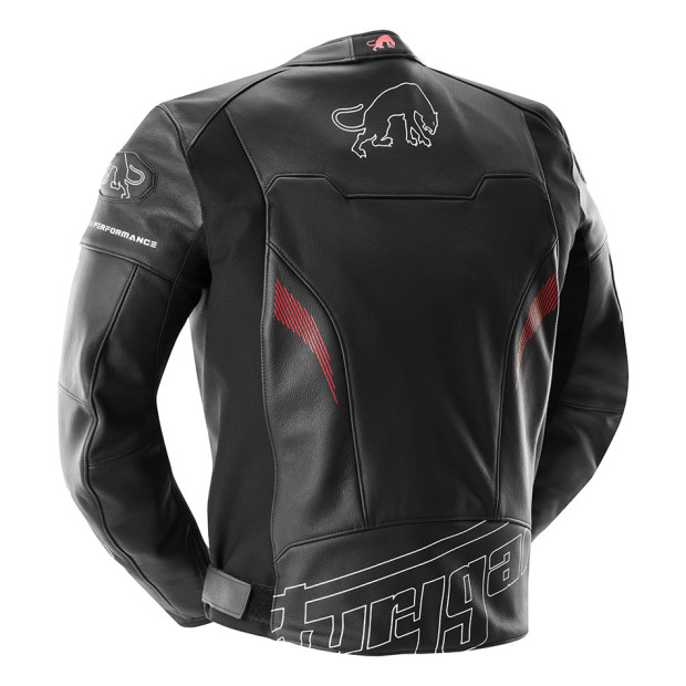Blouson moto cuir Furygan HELIX Noir-Blanc-Rouge