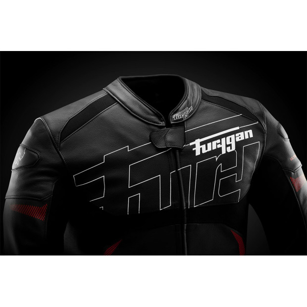 Blouson moto cuir Furygan HELIX Noir-Blanc-Rouge