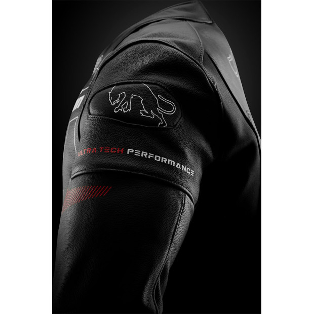 Blouson moto cuir Furygan HELIX Noir-Blanc-Rouge