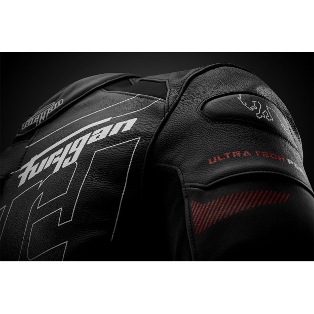 Blouson moto cuir Furygan HELIX Noir-Blanc-Rouge