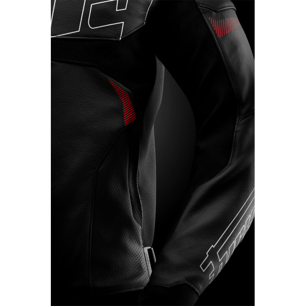 Blouson moto cuir Furygan HELIX Noir-Blanc-Rouge