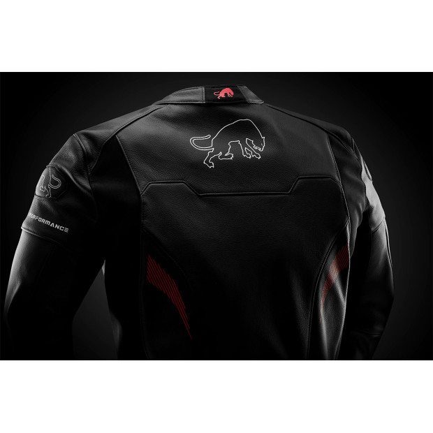 Blouson moto cuir Furygan HELIX Noir-Blanc-Rouge