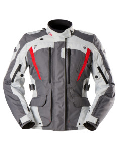 Veste adventure femme Furygan APALACHES LADY EVO Gris-Blanc-Rouge