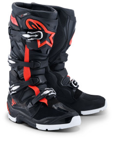 Bottes cross Alpinestars Tech 7 Enduro Drystar - Noir Rouge Fluo Blanc