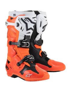 Bottes cross Alpinestars Tech 10 Enduro - Orange Fluo Noir Blanc