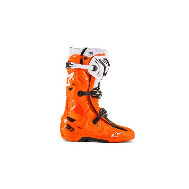 Bottes cross Alpinestars Tech 10 Enduro - Orange Fluo Noir Blanc