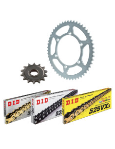 Kit chaine moto 17x42 525 DID - Couronne acier - Type de chaine au choix - Yamaha 850 TDM 1996-98