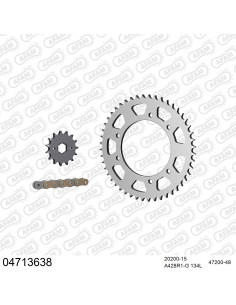 Kit chaine moto 15x48 428 AFAM - Couronne acier - Type de chaine au choix - Derbi 125 Baja 2006-2012
