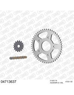Kit chaine moto 16x50 428 AFAM - Couronne acier - 428 XMR-G - Derbi 125 GPR Nude 2004-2008