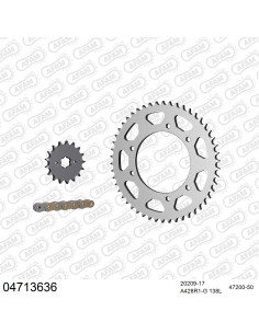 Kit chaine moto 17x50 428 AFAM - Couronne acier - Type de chaine au choix - Derbi 125 SM 4T 2004-2007
